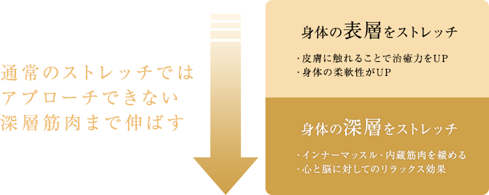 通常のストレッチではアプローチできない深層筋肉まで伸ばす